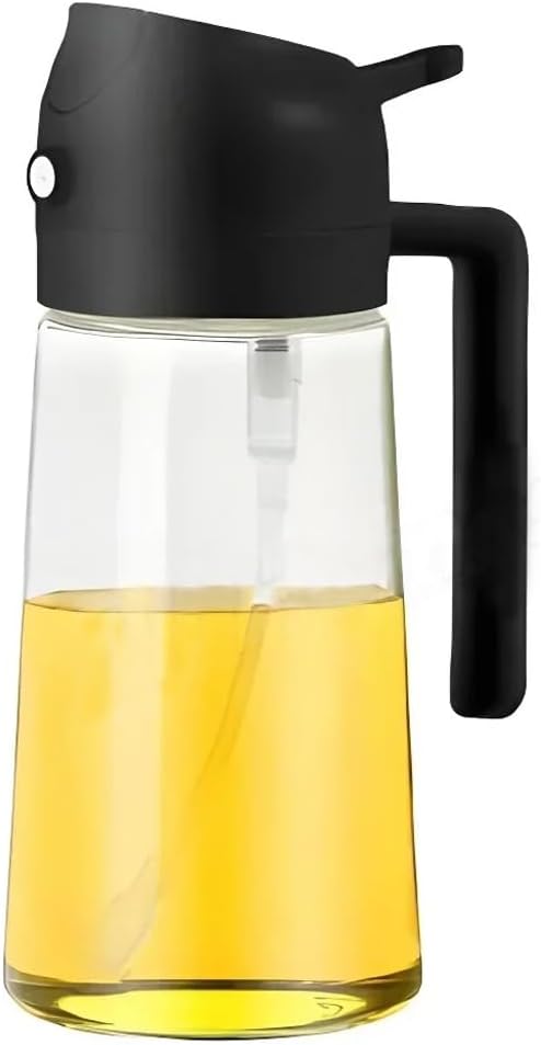 Oil Sprayer & Dispenser | 16oz / 470ml | 2-in-1 | Food-Grade | For Cooking/Air Fryer/BBQ | Black
