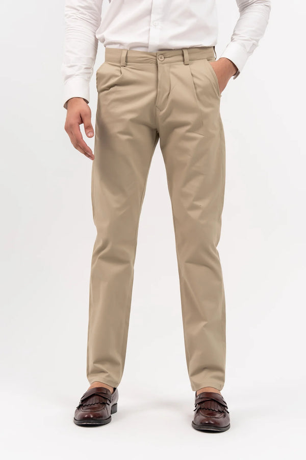 Men Dress Pants Beige Colour