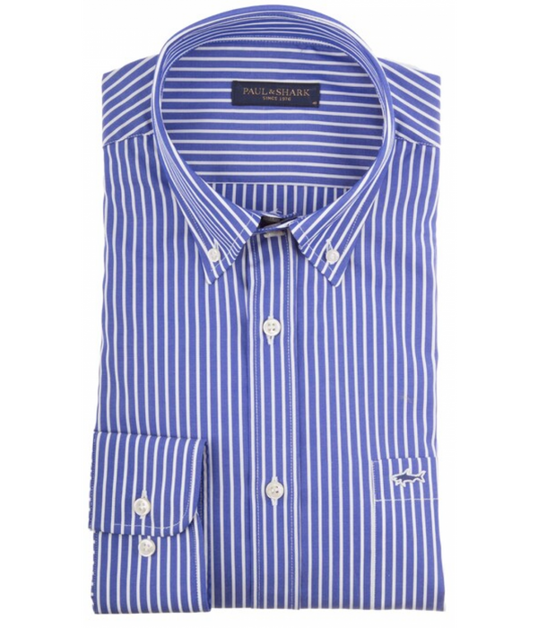 Paul & Shark Blue Stripe Shirt Cobalt